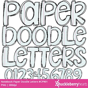 Notebook Paper Doodle Letters, School Doodle Letters PNG, Alpha Doodle Letters, Doodle Alphabet PNG, Teacher Clipart, Commercial Use