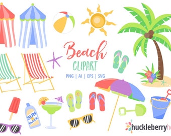 Beach svg, Beach Clipart, Summer svg, Summer Clipart, SVG, Printable, Commercial Use, #CP752