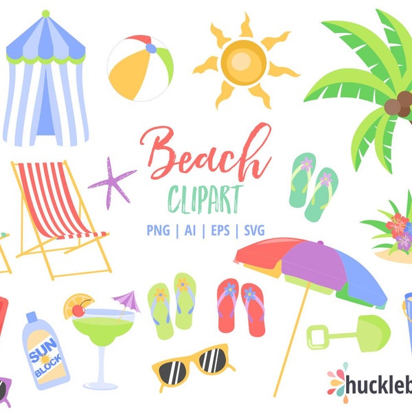 Beach svg, Beach Clipart, Summer svg, Summer Clipart, SVG, Printable, Commercial Use, #CP752