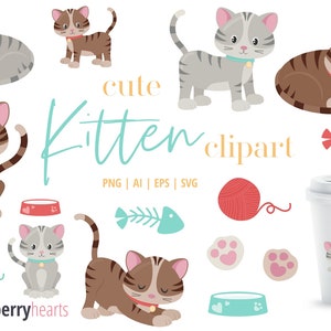 Clipart di gattini, SVG di gattini, Clipart di gatti, SVG di gatti, Gattini carini, Stampabili, SVG, Uso commerciale, #CP595