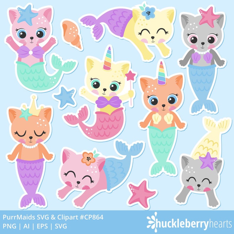 Mermaid Cat SVG, Mercat svg, Mermaid Cat Clipart, PurrMaid svg, Printable, Commercial Use image 4