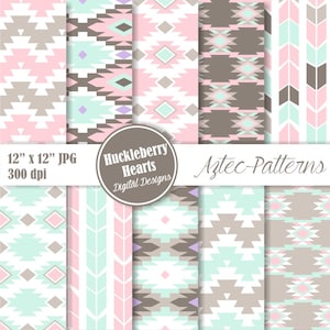 Aztec Paper, Aztec Digital Paper, Tribal Paper, Digital Aztec