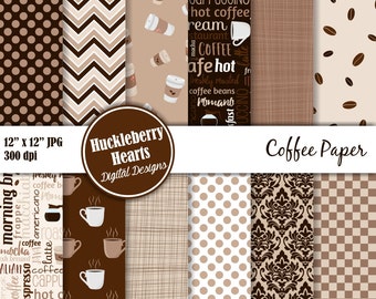 Coffee Paper, Digital Coffee Paper, Coffee Scrapbook Paper, Printable, Commercial Use