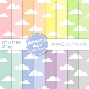 Cloud Paper, Digital Cloud Paper, Seamless Clouds, Commercial Use, Printable