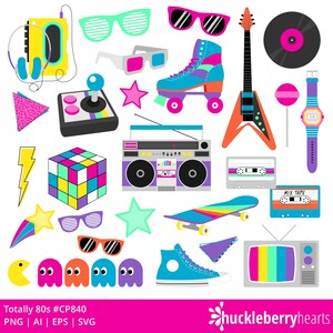 80s Clipart Bundle | Cute Retro SVG Set | Neon Cut Files | Printable ...