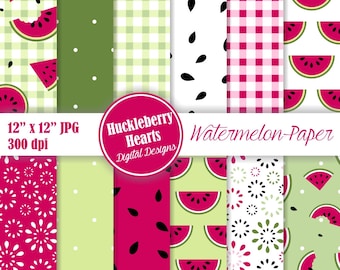 Watermelon Paper, Watermelon Digital Paper, Watermelon, Summer Paper, Printable, Commercial Use