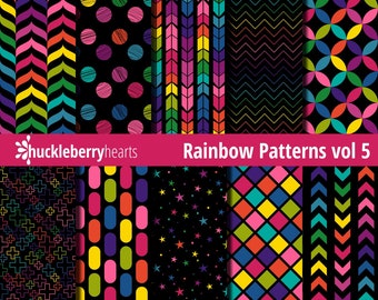 Rainbow Digital Paper, Digital Scrapbook Paper, Seamless Patterns, Rainbow Patterns, Printable, Commercial Use