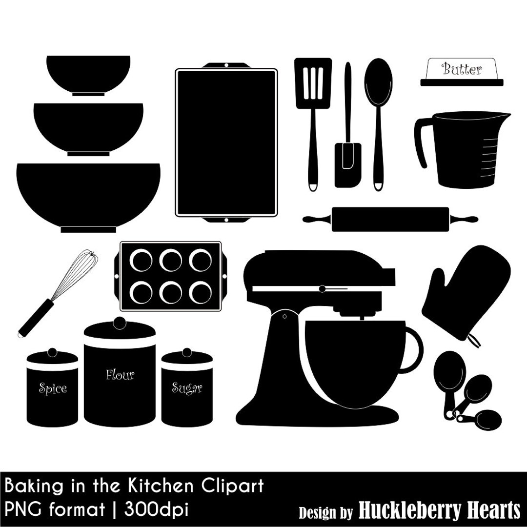 Kitchen Baking Clipart, Digital Baking, Digital Kitchen, Black, Silhouette,  Vector - Etsy, image size:1080x1080