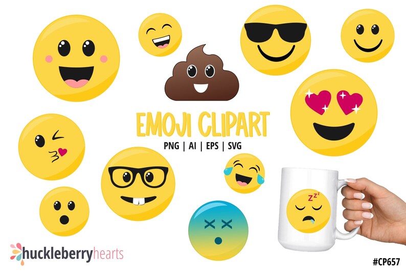 Emoji Clipart, Emoji SVG, Face Clipart, Printable, SVG, Commercial Use image 1