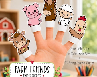 Farm Friends Finger Puppets | Printable PDF Craft Activity | Rainy Day Crafts