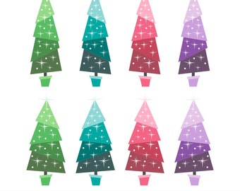 Christmas Tree SVG, Christmas Tree Clipart, Colorful Christmas Tree, Holiday Tree PNG, Printable, Commercial Use
