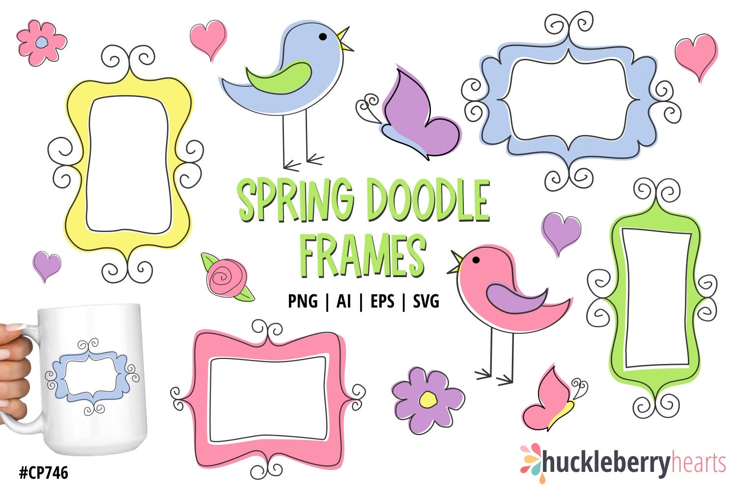 Printable Spring Frames Frame Clipart, Spring SVG, Spring Frames, SVG, Printable, Commercial ...
