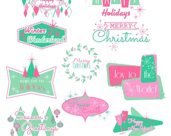Retro Holiday Images, Christmas, New Years, Christmas Clipart, Holiday Clipart
