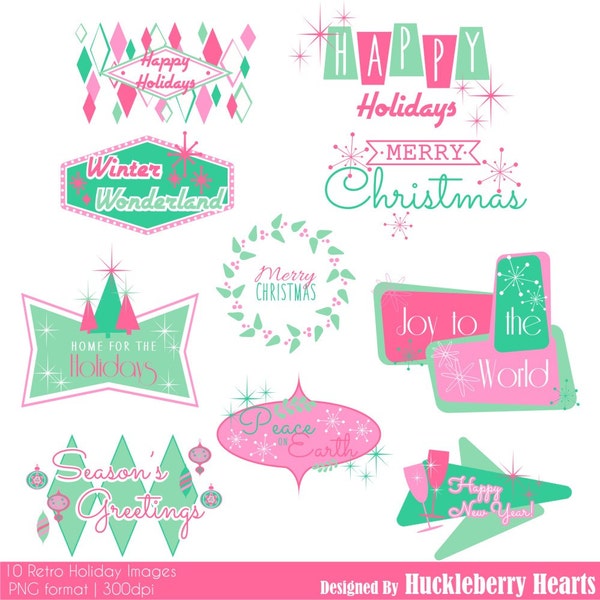 Retro Holiday Images, Christmas, New Years, Christmas Clipart, Holiday Clipart