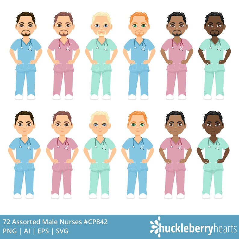 Male Nurse Clipart, Medical SVG Bundle, Murse, Chibi PNG, Healthcare Graphics, Small Commercial Use image 4