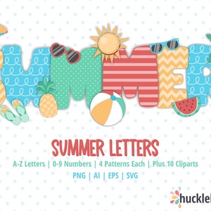 Clipart de letras de verano, Letras del alfabeto SVG, Sublimación de letras de verano, SVG, Imprimible, Uso comercial pequeño, #CP776