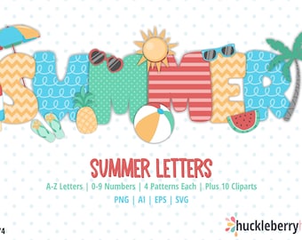 Summer Letters Clipart, Alphabet Letters svg, Summer Letters Sublimation, SVG, Printable, Small Commercial Use, #CP776