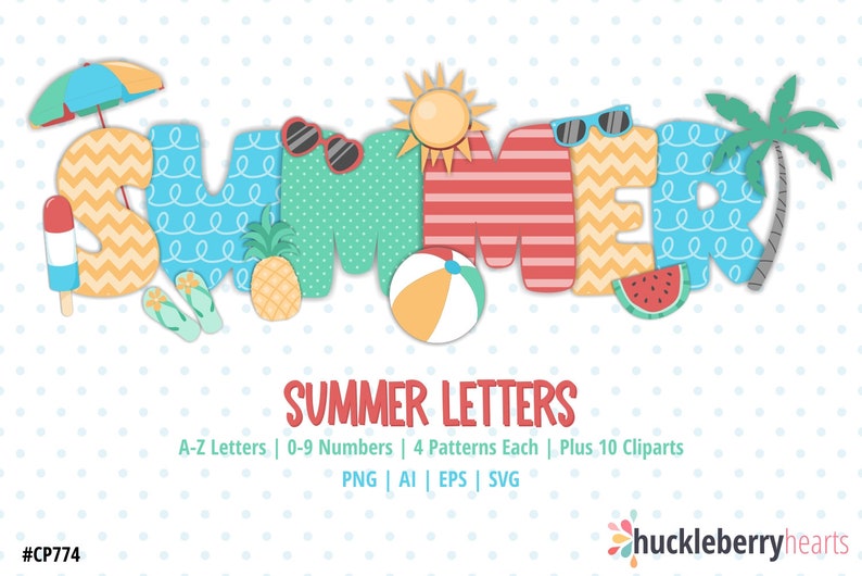 Summer Letters Clipart, Alphabet Letters svg, Summer Letters Sublimation, SVG, Printable, Small Commercial Use, CP776 image 1