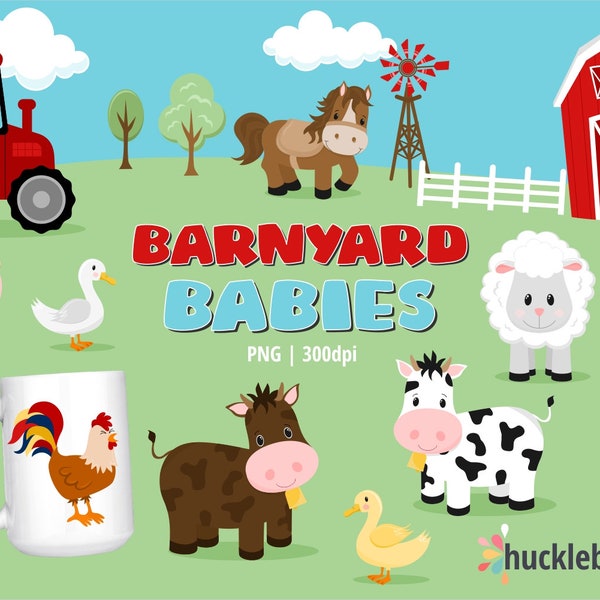 Animal Clipart, Barnyard Animals, Farm Clipart, Farm Animals, Printable, Small Commercial Use