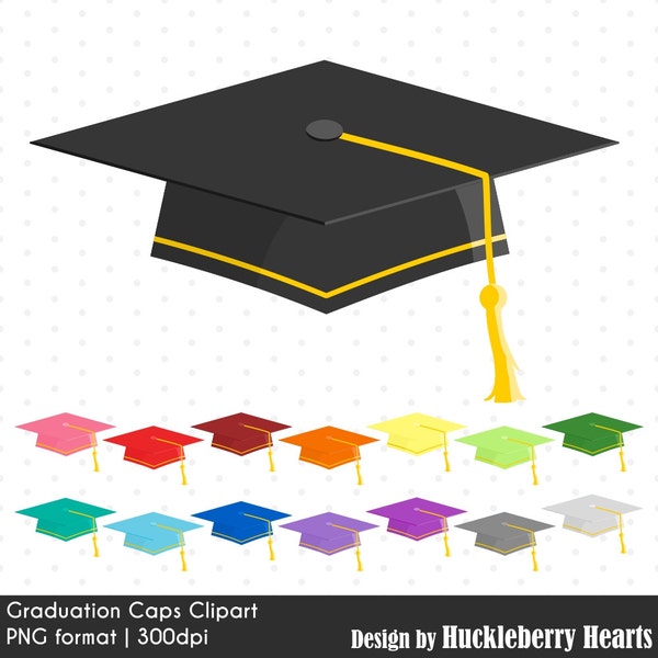 Graduation Caps Clipart, Digital Graduation Caps, Graduation, Printable, Commercial Use