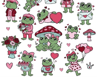 Valentine Frogs | Frog Clipart | Frog SVG | Commercial Use