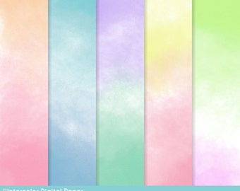 Watercolor Digital Paper, Watercolor Textures, Watercolor Backgrounds, Printable, Commercial Use