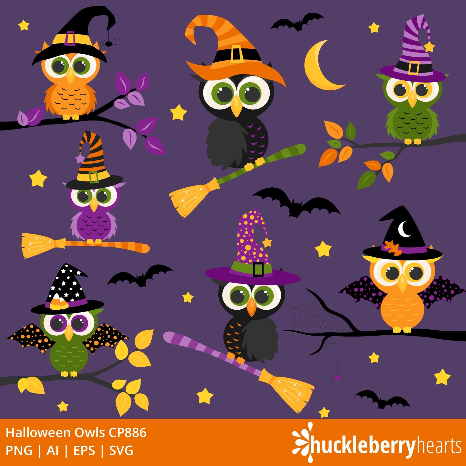Halloween Clipart, Halloween Owls, Owl Clipart, Fall, Printable, Commercial Use