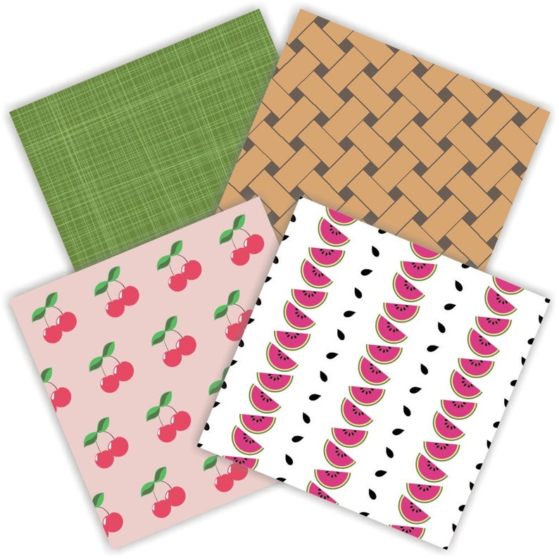 Picnic Digital Paper Digital Scrapbook Paper Digital Etsy