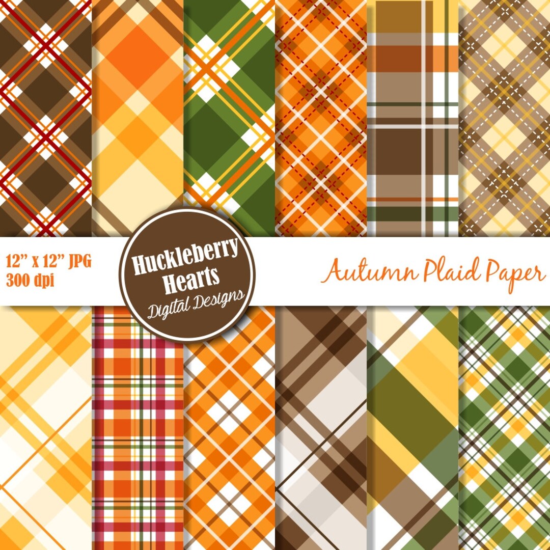 Fall Plaid Digital Paper, Seamless Autumn Patterns, Printable Flannel ...