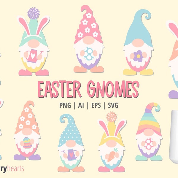 Easter Gnomes Clipart, Easter Gnomes svg, Gnome svg, Easter svg, Printable, SVG, Commercial Use, #CP838