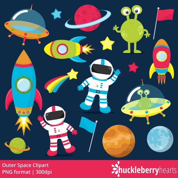 Outer Space Clipart Astronaut Clipart Rocket Ship Clipart Etsy