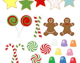 Christmas Cookies and Candy Clipart, Digital Cookies, Digital Candy, Holiday Clip Art