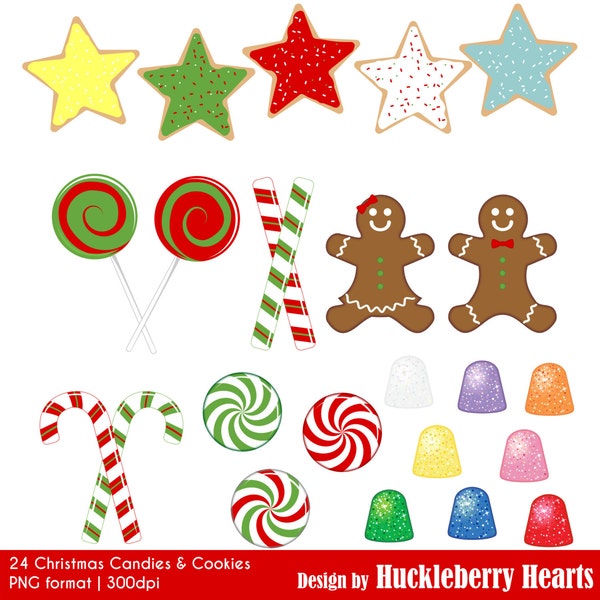 Christmas Cookies and Candy Clipart, Digital Cookies, Digital Candy, Holiday Clip Art