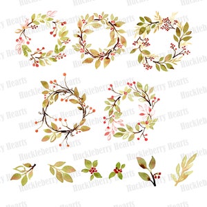 Watercolor Wreaths, Wreath Clipart, Watercolor Wreaths, Printable ...
