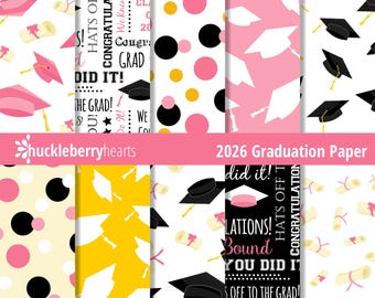 2026 Graduation Seamless Patterns, Digital Paper (Digital Download)