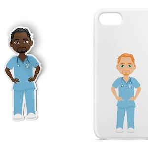 Male Nurse Clipart, Medical SVG Bundle, Murse, Chibi PNG, Healthcare Graphics, Small Commercial Use image 2
