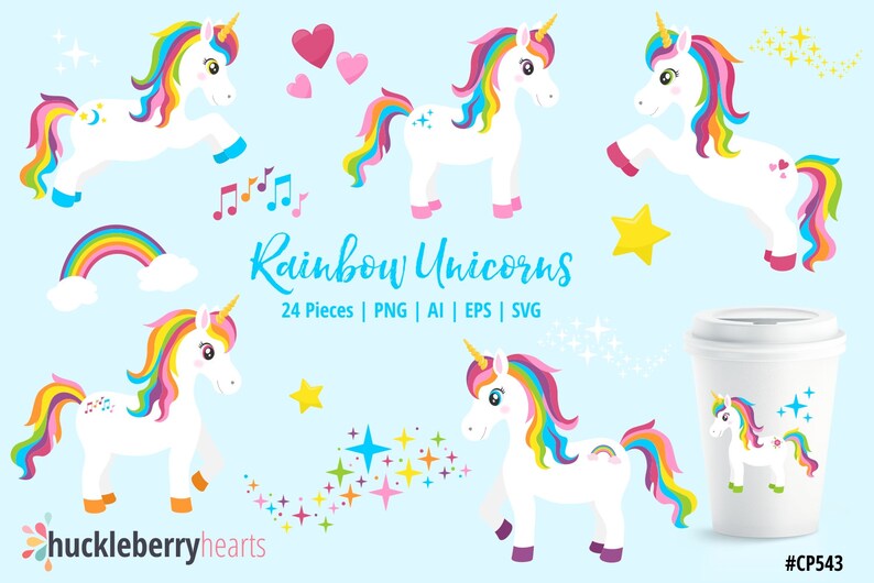 Rainbow Unicorn Clipart, Magical Unicorn SVG, Cute Kids Illustrations PNG, Commercial Use image 8