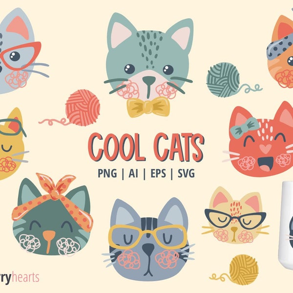 Kat clipart, kat SVG, retro kat clipart, retro kat SVG, kat illustraties, afdrukbare, SVG, commercieel gebruik, #CP836