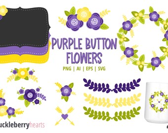 Purple Flower Clipart, Purple Flowers svg, Flower Clipart, Floral, SVG, Printable, Small Commercial Use, #CP824