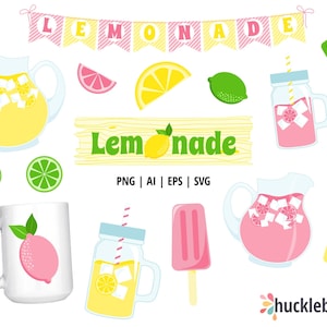 Lemonade Clipart, Lemon Clipart, Pink Lemonade, Lemonade Stand, Printable, SVG, Commercial Use, #CP660