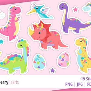 Dinosaur Printable Stickers, Dinosaur Sticker Sheet, Dinosaur Sticker Bundle, SVG, PNG, Printable, #ST208