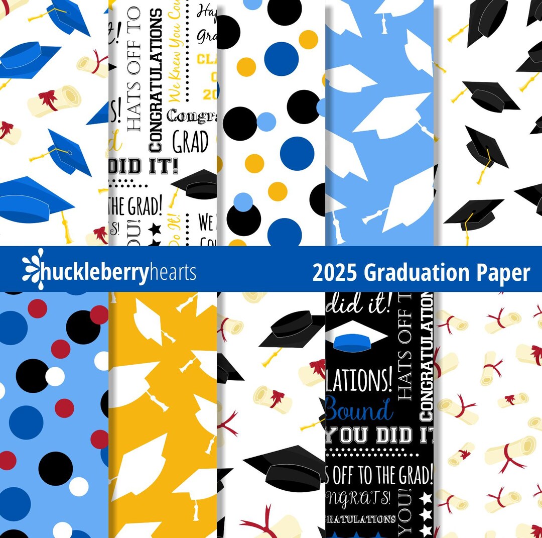 Pattern Garduation Class of 2025 Digital Patterns, Graduation Seamless Patterns, Digital ...