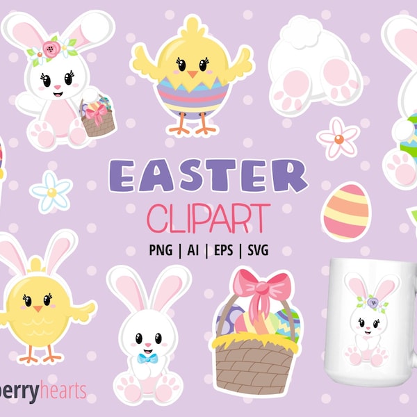 Easter Clipart, Easter SVG, Easter Bunny Clipart, Easter Graphics, Printable, SVG, Commercial Use, #CP500