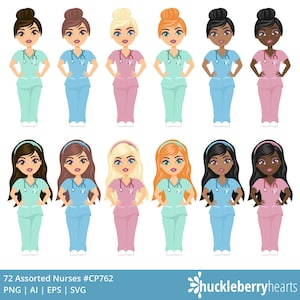 Female Nurse Clipart, Medical SVG Bundle, Chibi PNG, Healthcare Graphics, Small Commercial Use image 4