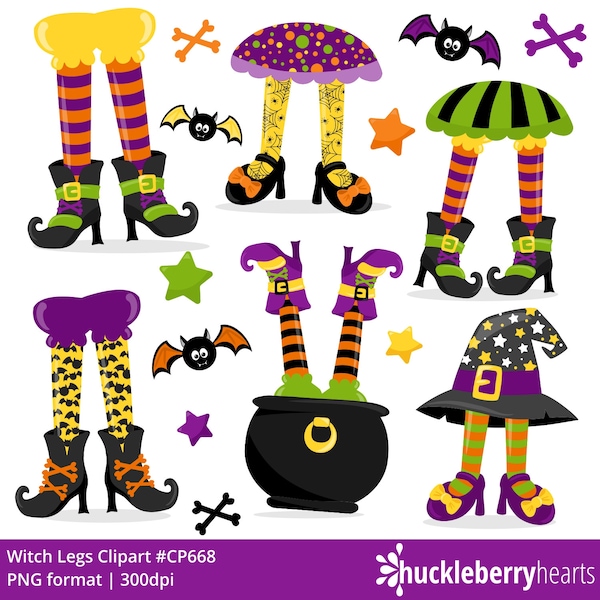 Witch Legs Clipart | Halloween SVG Bundle | Cute Fall Bats PNG, Printable Autumn   Witch Feet, Small Commercial Use