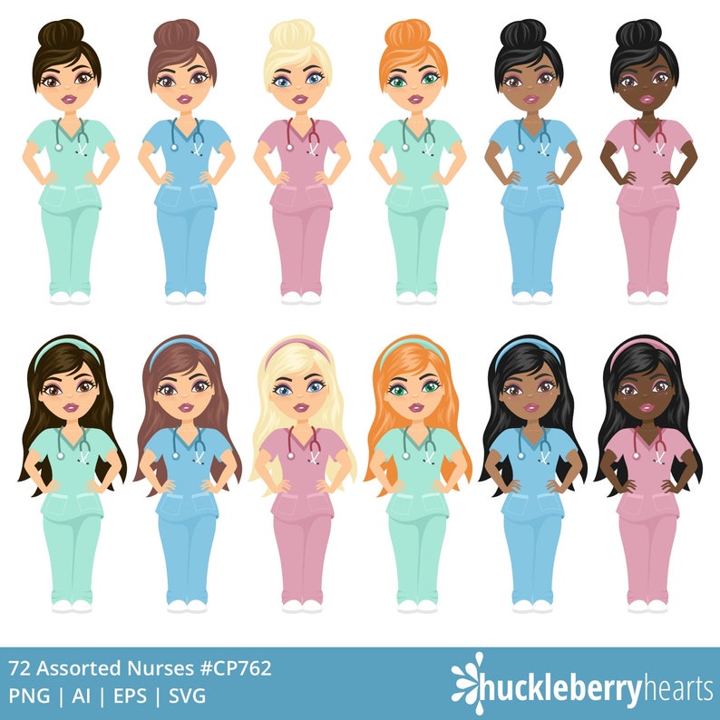 Female Nurse Clipart, Medical SVG Bundle, Chibi PNG, Healthcare Graphics, Small Commercial Use image 8