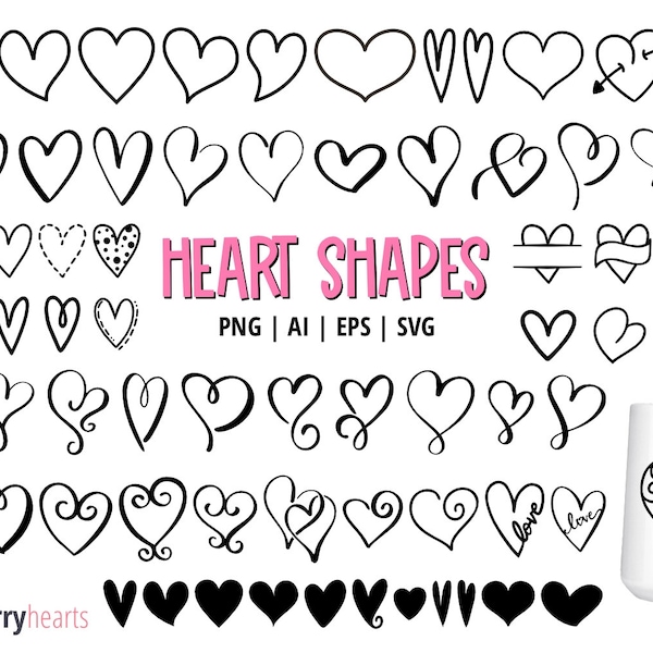 Heart Clipart, Heart SVG Bundle, Heart Shapes PNG, Valentines Day Clipart, Valentine SVG Bundle, Printable, Small Commercial Use