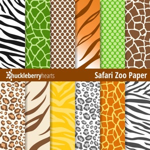 Tierdruck Digitales Papier, Tierdruck Scrapbook Papier, Dschungeltiere Papier, bedruckbar, kommerzielle Nutzung
