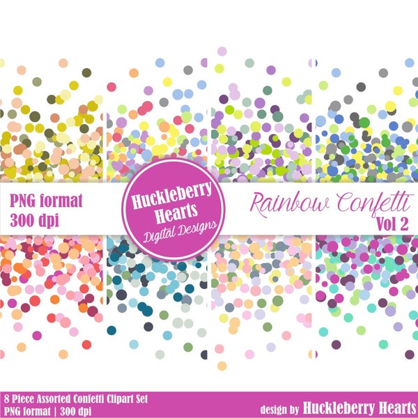 Digital Confetti, Confetti Border, Confetti Clipart, Confetti Invitation, Party Confetti