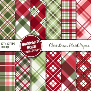 Christmas Plaid Digital Paper, Christmas Papers, Digital Plaid Paper, Printable, Commercial Use